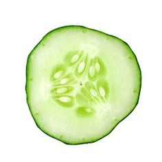 a sliced cucumber on a white background with clipping space for text or image