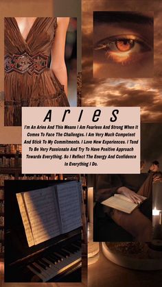 a collage of pictures with an open book on top of it and the words ariies written below