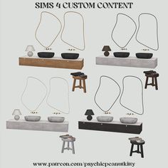 six different types of objects sitting on top of each other with the words sims 4 custom content