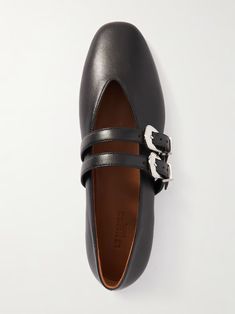 LE MONDE BERYL Claudia leather Mary-Jane ballet flats | NET-A-PORTER Mary Jane Ballet Flats, Almond Shape, Jo Malone London, Black Ballet Flats, Leather Mary Janes, Boot Pumps, Pointed Toe Flats, Classic Collection, Net A Porter