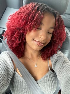 Dyed Hair Hairstyles Black Women, Red Mini Twists, Dyed Microlocs Black Women, Red Microlocs, Red Sisterlocks, Red Locs Black Women, Dyed Microlocs, Mini Twists Natural Hair, Red Locs