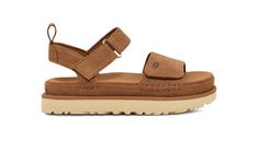 Shop the Goldenstar platform sandal at ugg.com for FREE SHIPPING on all full-priced orders! Ugg Sandals, Strappy Platform Sandals, Sandals Brown, Flatform Sandals, Girly Shoes, Golden Star, Leather Sandals Women, Sandals Brands, Brown Sandals