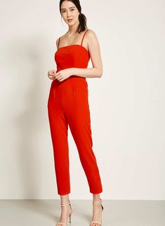 STRAPPY JUMPSUIT | Mint Velvet Strappy Jumpsuit, Bandeau Jumpsuit, Mint Velvet, Business Class, Shades Of Red, Winter Wardrobe, Top Brands, Fashion Inspo, Shoe Accessories