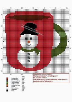 a cross stitch pattern with a snowman on it