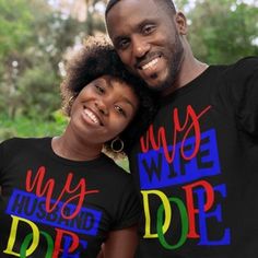 Both Svgs Included: Dope Wife Svg Dope Husband Svg Dope Svg | Etsy Couple Svg, Wife Svg, Silhouette School Blog, Black Owned Business, Couple Matching Outfits, American Photo, Anniversary Photoshoot, Couple Tees