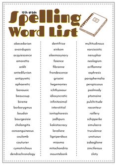 the spelling word list for spelling words