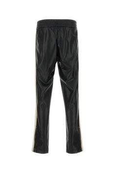 Black Synthetic Leather Pant from Palm Angels Palm Angels Pants, Red Valentino Shoes, Italian Luxury Brands, Angel Man, Man Black, Leather Pant, Italian Outfits, Prada Leather, Valentino Shoes