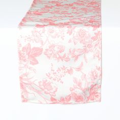 French Toile Table Runner - Coral Toile Table Runner, Toile Tablecloth, Flower Wedding Table, Toile Design, Whimsical Flower, French Toile, Toile Fabric, Banquet Tables, Whimsical Garden