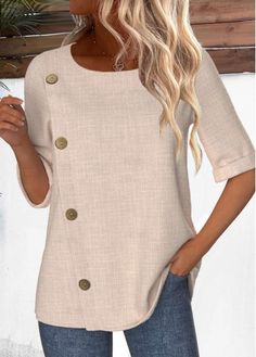 Color:Light Camel;Size:S;Size:M;Size:L;Size:XL;Size:XXL;Package Contents:1 X Blouse;Occasion:Other;Style:Bohemian; Casual Beige Tops With Button Cuffs, Casual Beige Top With Button Cuffs, Casual Beige Top With Buttons, Beige Button-up Solid Color Top, Beige Solid Color Button-up Top, Casual Beige Blouse With Buttons, Casual Beige Blouse With Button Cuffs, Beige Buttoned Tops For Fall, Neutral Button-up Top With Buttons