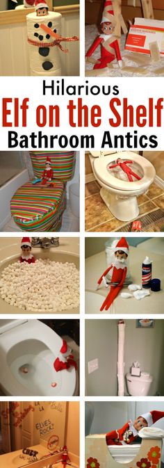 In attempts to plan out our Elf on the Shelf shenanigans, I rounded up some fun ideas for the Elf to help fill up our Elf Planning Calendar. First up is the bathroom. Who knew the #christmas #elfontheshelf #christmasideas Shelf Bathroom Ideas, Elf On The Shelf Bathroom, Funny Christmas Decorations, Shelf Elf, Awesome Elf On The Shelf Ideas, Elf Activities, Xmas Elf, Elf Antics, Planning Calendar