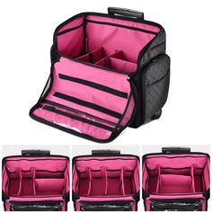 Features:- Lightweight & Large - Byootique Cosmetic Case, constructed of microfiber finish, combines a lightweight design with a spacious main compartment for storing lots of beauty products while being easy to carry around, ideal for freelance and on-the-go makeup artists, such as wedding makeup artist, hair stylist, manicurist, pedicurist, etc.- Customizable Space - Comes with customizable dividers for you to create proper spaces of different sizes for different cosmetics, or remove them entirely thus creating a single spacious room for larger items like large bottles, curling iron, hair dryer, etc.- Flexible Storage - Comes with 2 detachable pouches and 1 fixed pocket under the lid for sorting your items conveniently, along with 2 side zipper bags with easy-to-clean, clear pockets to st Makeup Caddy, Lightweight Makeup, Rolling Makeup Case, Makeup Case Organization, Freelance Makeup Artist, Makeup Travel Case, Wedding Makeup Artist, Makeup Salon, Back Bag