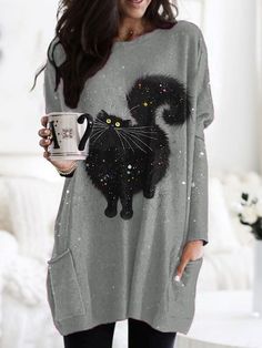 Three Digit Numbers, Silk Pattern, Cute Black Cat, Black Cat Print, Cute Black Cats, Milk Silk, Credit Card Debit, Printed Sleeves, Print Sweatshirt