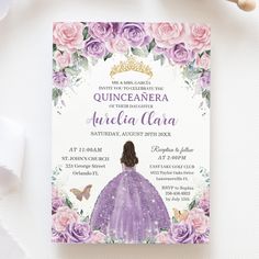 a purple princess birthday party with flowers and butterflies