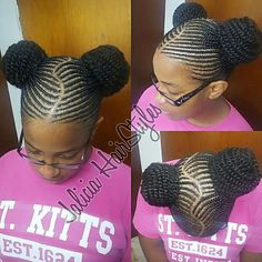 Cornrows Into A Bun, Cornrow Hairstyles For Kids, Two Puffs, Braided Cornrows, Teenage Hairstyles, Braided Cornrow Hairstyles