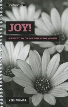 an image of flowers with the words joy in black and white on it's cover