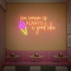 Ice Cream is Always a Good Idea, Ice Cream Neon Sign, Ice Cream Bar Decor , Neon Sign Ice Cream Shop Sign - Etsy Small Ice Cream Shop Design Interior, Ice Cream Shops Interior Design, Pizza Neon Sign, Ice Cream Cafe Interior Design, Ice Cream Parlour Interior, Small Ice Cream Shop Design, Ice Cream Parlour Design, Ice Cream Shop Aesthetic, Ice Cream Shop Interior Design