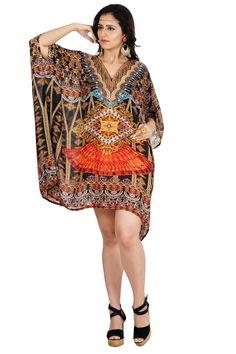 "ELEGANT , GORGEOUS & BEAUTIFUL ONE SIZE FIT ALL Length 32\" ( 82cm ) Heavily Embellished Short kaftan Material: 100% Silk Quality: Excellent (Best Quality On Our Stock) Absolutely Perfect for any Occasion... Be it a Relaxing Evening Entertaining Family/Friends or A Wild Night Out on the Town with the Girls... you are sure to be the center of attention! Product Details: Condition : - Brand New Brand : - Sakhee Type : - Short Kaftan Ship Via DHL EXPRESS" Bohemian V-neck Cover-up, Bohemian Printed Party Kaftan, Silk V-neck Kaftan For Beachwear, Boho Print Kaftan For Festival Beachwear, Beachwear Kaftan With Boho Print For Festivals, Bohemian Party Kaftan, Long Sleeve Silk Beach Dress, Printed Tunic Kaftan For Beach Cover-up, Bohemian Silk Kaftan For Beach Cover-up