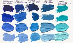 the shades of blue and green are shown in this color swat list for different colors