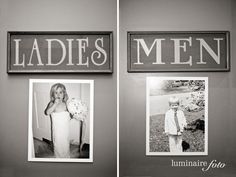 two pictures with the words ladies and men on them