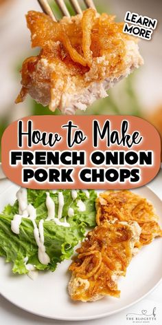 how to make french onion pork chops with text overlay that reads, how to make french onion pork chops