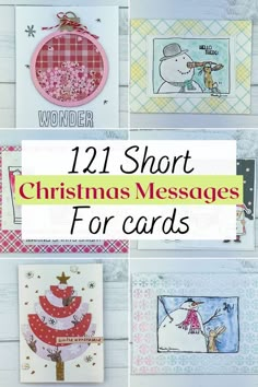 twelve christmas cards with the words, 12 short christmas messages for cards