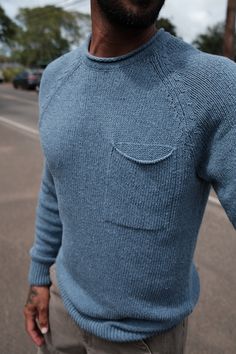 Stinson Rollneck Sweater in Faded Denim Roll Neck Sweater, Faded Denim, Mens Denim, Men Sweater