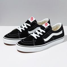 Vans SK8-Low Suede Black/True White VN0A4UUK6BT. Vans Sk8 Hi Black, Vans Sk8 Low, Vans High Top, Sk8 Low, Vans High, Tenis Vans, Black Vans, Skate Shoe, High Top Vans