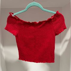 Very Cute, Brand New With Tags Summer Red Ruched Top, Casual Summer Tops With Ruched Detail, Casual Red Crop Top For Spring, Casual Red Crop Top For Day Out, Casual Ruched Crop Top For Summer, Casual Ruched Crop Top For Spring, Casual Ruched Crop Top For Day Out, Casual Ruched Tops For Summer, Casual Ruched Tops For Day Out