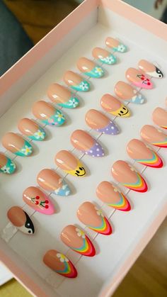 Daisy Room, Mix Match Nails, Pride Nails, Pointy Nails, Face Beat, Pine Boards, Really Cute Nails, Kawaii Nails