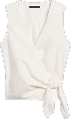 a white top with a tie on the front