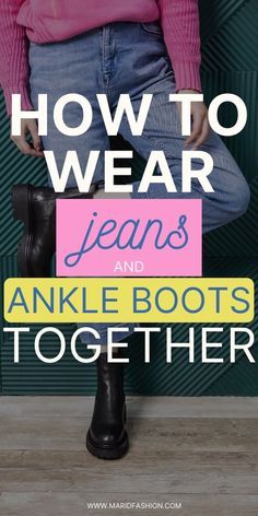 How To Wear Boots With Straight Jeans, Ripped Jeans Boots Outfit, Rolled Up Jeans With Boots, Crop Jeans And Boots, What Jeans To Wear With Ankle Boots, Flat Ankle Boots Outfit For Women, How To Wear Lace Up Boots With Jeans, How To Wear Short Boots With Jeans, Styling Ankle Boots With Jeans