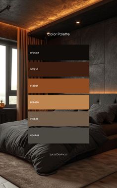 an image of a bedroom with color palettes