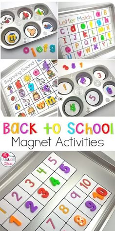 the back to school magnet activities are great for learning letters and numbers with this fun activity