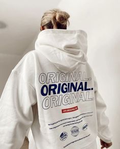 ORIGINAL HOODIE Easy 30 day return policy Hoodie Design Ideas, Hoodies Aesthetic, Shirt Design Inspiration, Hoodie White, 가을 패션, Looks Style, Apparel Design, Looks Vintage, White Hoodie