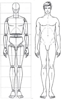 an image of a man's body and torso in three different positions, with the measurements