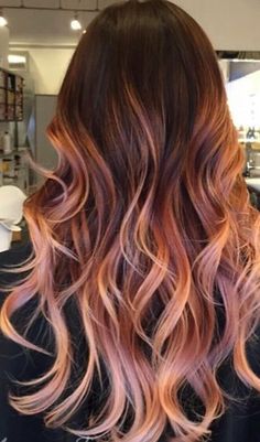 Ombré Rose Gold Hair Balayage, Rose Gold Hair Brunette, Strawberry Hair, Hair Crimper, Simple Prom Hair, Coloured Hair, Copper Hair Color, Ombré Hair