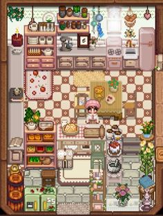 an overhead view of a kitchen and dining area in the game animal crossing, which is based on nintendo wii