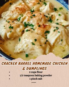 the recipe for cracker barrel homemade chicken and dumplings