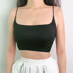 Activewear Gym Tank Tops Skinny Slim Bralette Streetwear OG0687 Layered Cami, Spaghetti Strap Crop Top, Bralette Crop Top, Gym Tank Tops, Sleeveless Crop Top, Solid Tops, Chic Style, Tank Tops Women, Active Wear