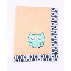 a blue and white towel with an owl on it