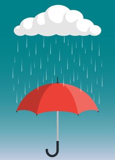 Cloud, rain and opened umbrella in the rain. Flat style vector illustration. Umbrella In The Rain, Umbrella Illustration, Gif Images, Wallpaper Flowers, Android Wallpaper Flowers, Graphic Templates