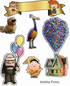 an image of some cartoon characters with balloons