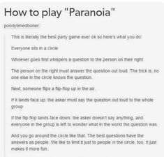 an article about how to play paranoia is shown in the text above it