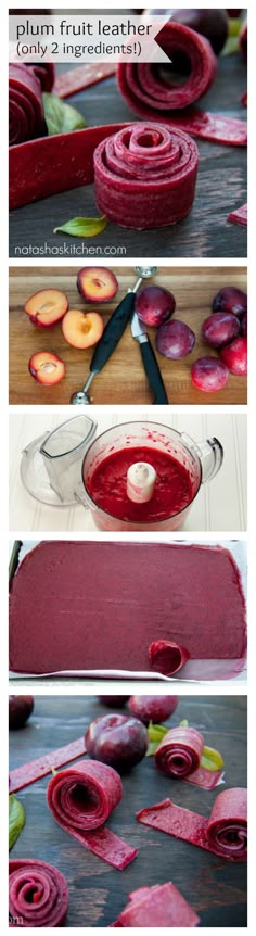 the process for making beet sauce is shown in three different pictures, including one being sliced