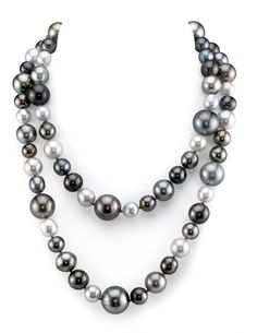 Tahitian black pearls are the most exotic and mystical of all pearls in the world. This 9-14mm pearl necklace is no exception, portraying the beauty and uniqueness of the enormous palette of colors available within Tahitian South Sea pearls. This pearl necklace is compiled of the most exquisite and unique pearls available from French Polynesia, with high luster and very clean surfaces. Included with this item is a complementary pearl polishing cloth, giving you the ability to maintain this neckl Tahitian Pearls Jewelry, South Sea Pearl Necklace, Tahitian Pearl Necklace, Black Pearls, Tahitian Black Pearls, Cultured Pearl Necklace, Buy Necklace, Signature Jewelry, French Polynesia