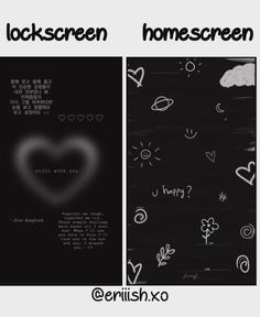 two posters with black and white writing on them, one has a heart in the middle