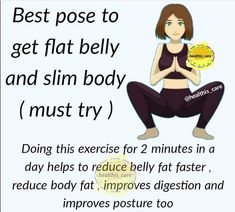 a woman doing yoga poses with the words best pose to get flat belly and slim body must try