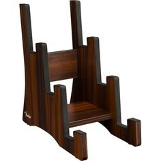 a wooden chair that is made out of wood and has three sections on each side