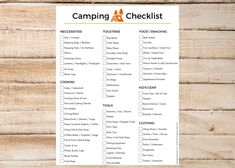 a camping checklist on a wooden table