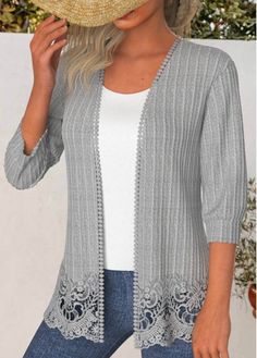 Color:Light Grey Marl;Size:S;Size:M;Size:L;Size:XL;Size:XXL;Package Contents:1 X Light Coat;Occasion:Other;Style:Casual; Pumpkin Cake Mix Muffins, Womans Sweaters, Pumpkin Cake Mix, Feminine Tops, Elegant Dresses Plus Size, Crochet Cardigan Sweater, Stylish Outfits For Women, Stylish Outfits For Women Over 50, Outfits For Women Over 50